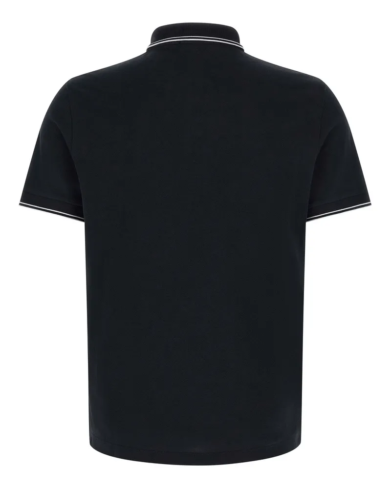 Stone Island Logo-Embroidered Cotton Piqué Polo Shirt — Black Black
