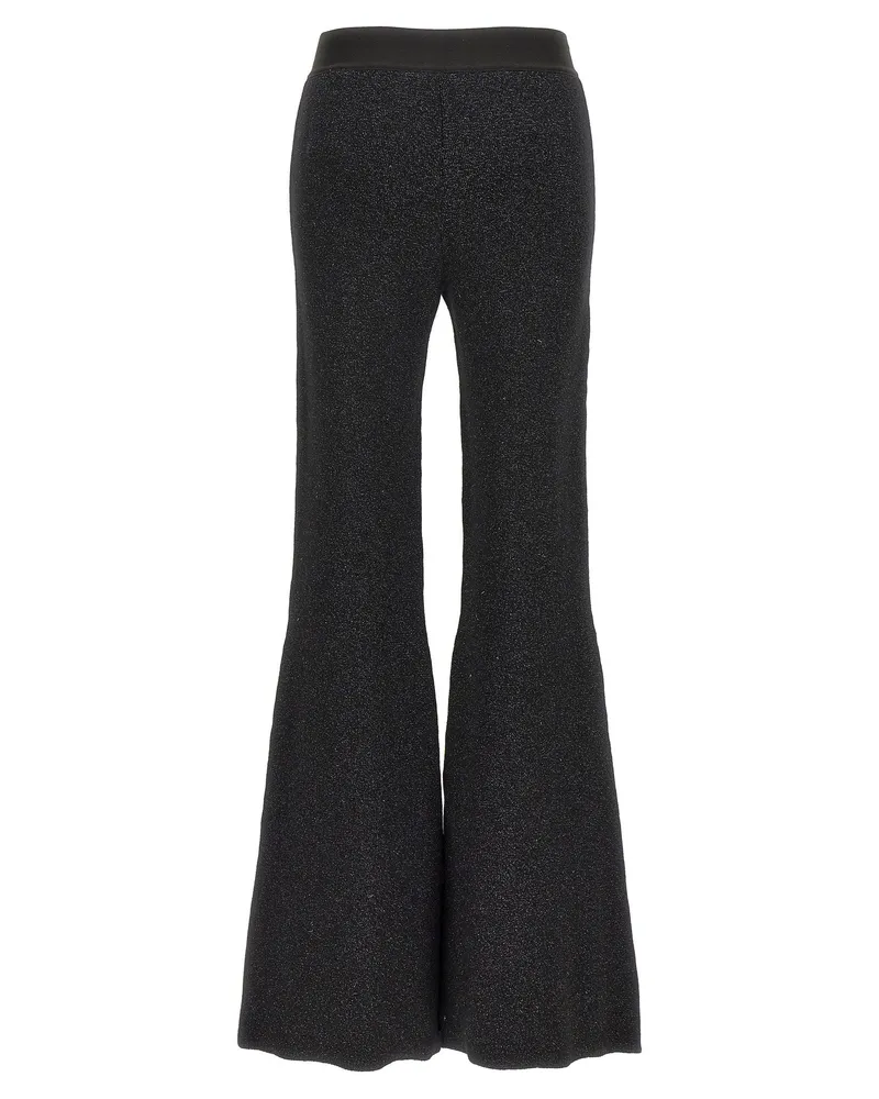 Palm Angels Logo-Tape Lurex Knit Trousers — Charcoal Black