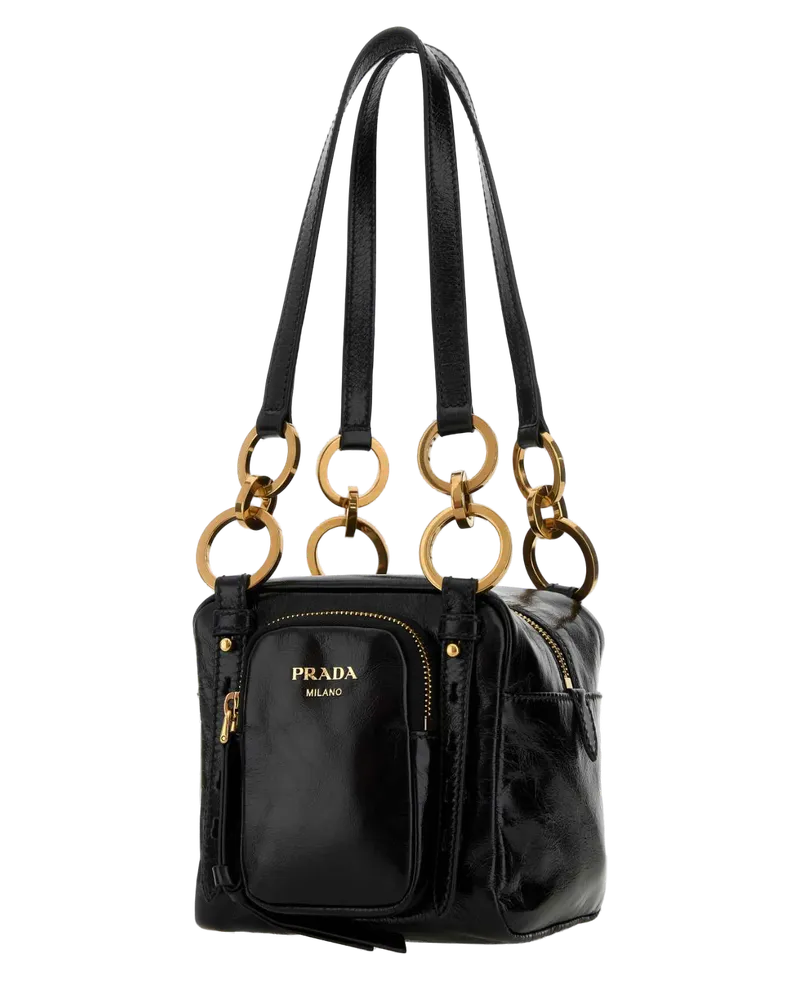 Prada Women's Black Mini  Dangle Handbag Nero Vitello Borse A Mano Bag Black