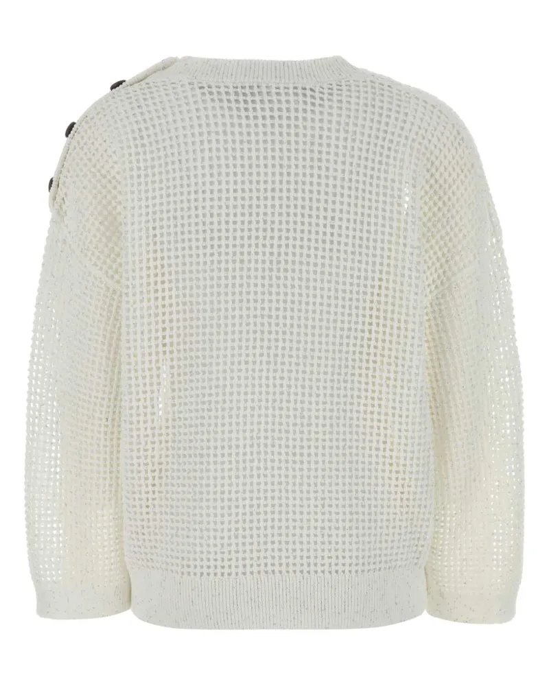 Brunello Cucinelli Open-Knit Crochet Sweater — White White