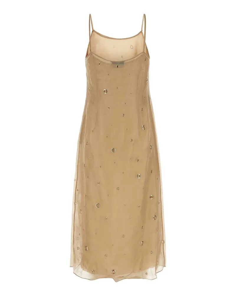 Prada Women's Beige Organza Dress Corda Se-Ottone Abiti Beige