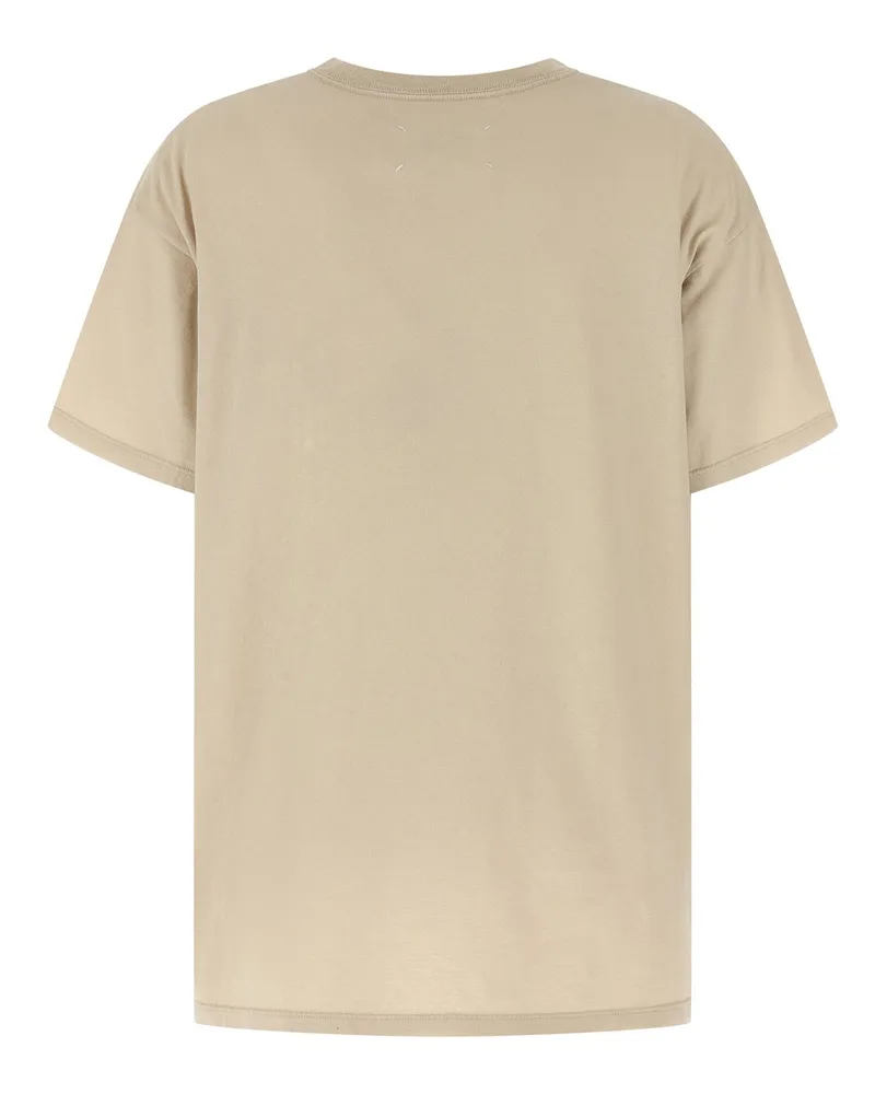 Maison Margiela Logo-Printed Cotton T-Shirt — Beige Beige