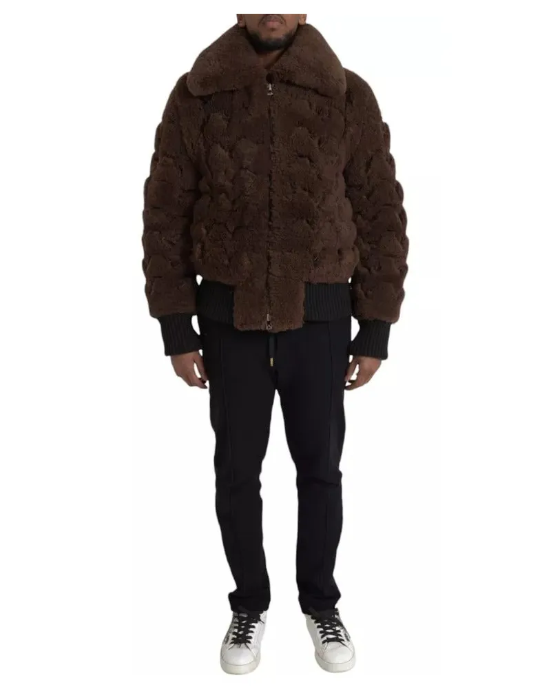 Bottega Veneta Men Brown Fur Lamb Shearling Coat Jacket Wool Clothing Brown
