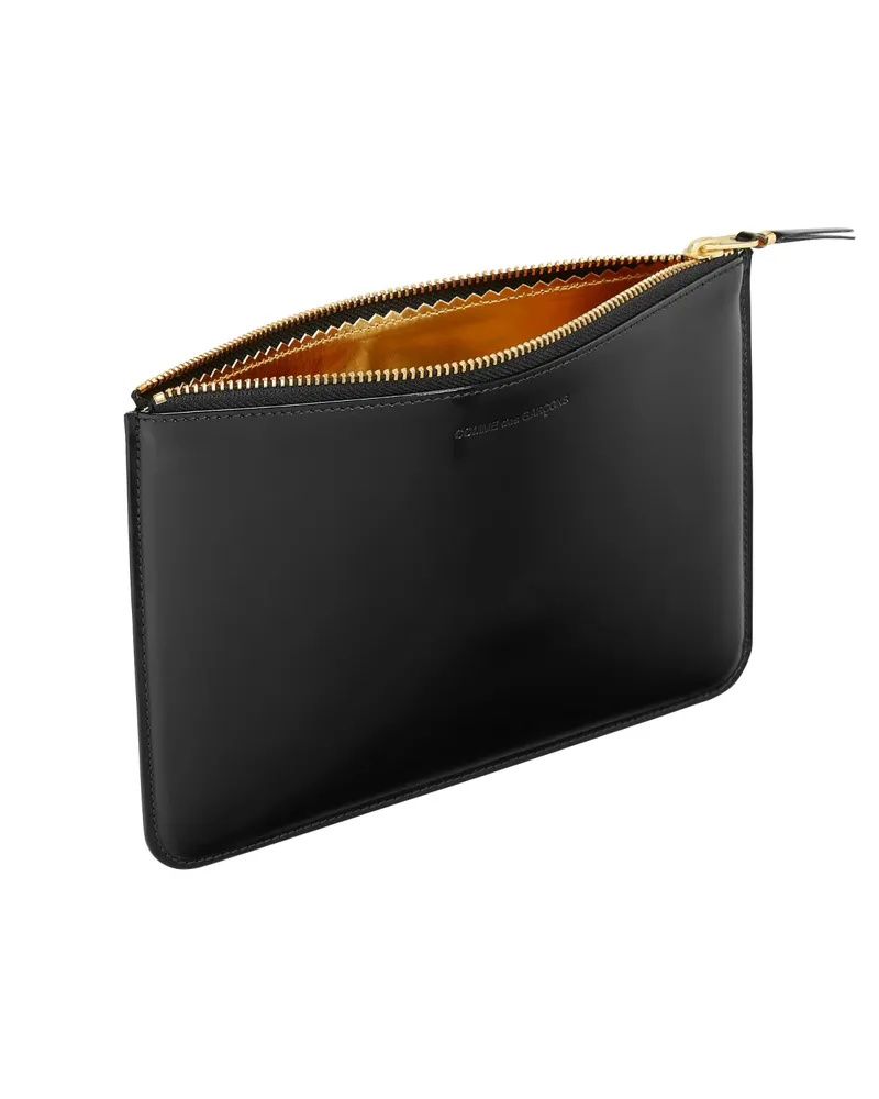 Comme des Garçons Men's Mirror Inside Logo Zip Pouch Wallet Black Accessories Black