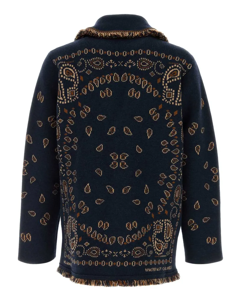 Alanui Men's Embroidered Cashmere Bandana Cardigan Midnightblue Exterior: Maglie Sweater Navy