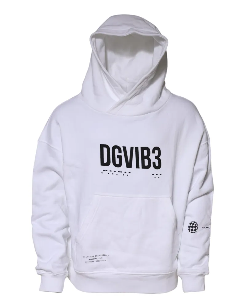 Dolce & Gabbana White Dg Vib3 Hooded Men Sweatshirt Sweater Cotton Clothing White