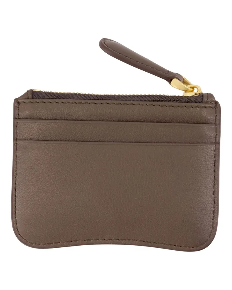 AMI Paris Unisex Paris Zipped Card Holder - Ami Leather Brown Calfskin Accessories Card-Holder Brown