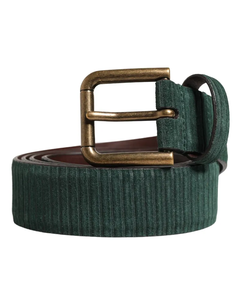 Dolce & Gabbana Men Green Velvet Leather Metal Buckle Belt Calf Green
