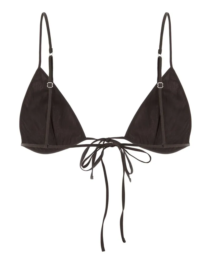 Prada Women's Stretch Poplin Triangle Bikini Top Brown Swimwear Brown