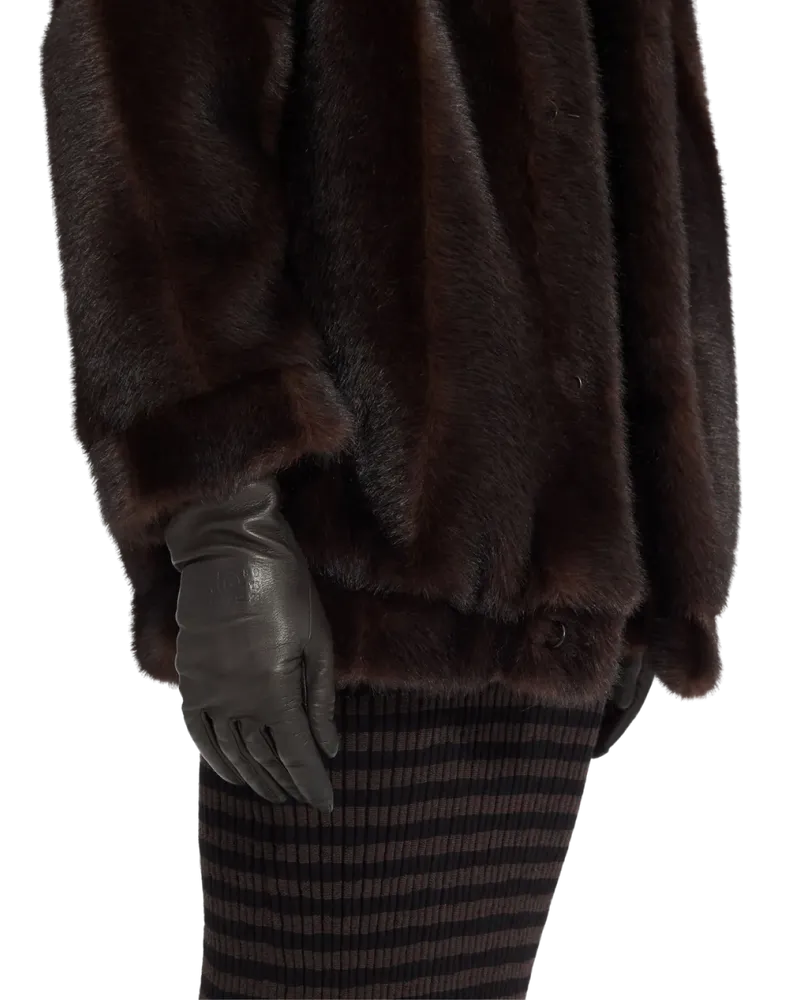 Maison Margiela Embossed Logo Leather Gloves — Brown Brown