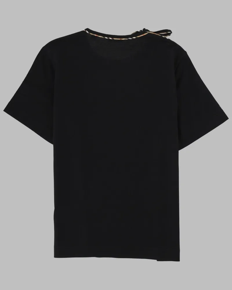Burberry Bow-Detail Cotton T-Shirt — Black Black