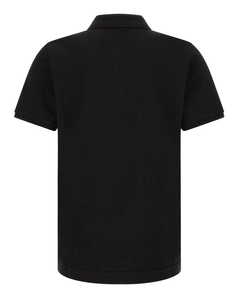 Moncler Logo-Patch Cotton Piqué Polo Shirt — Black Black