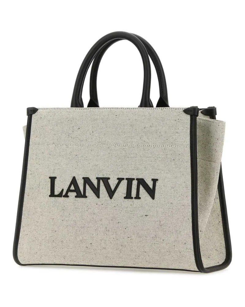 Lanvin Women's Two-Tone Canvas Small & Out Shopping Bag Beigeblack Borse A Mano Beige