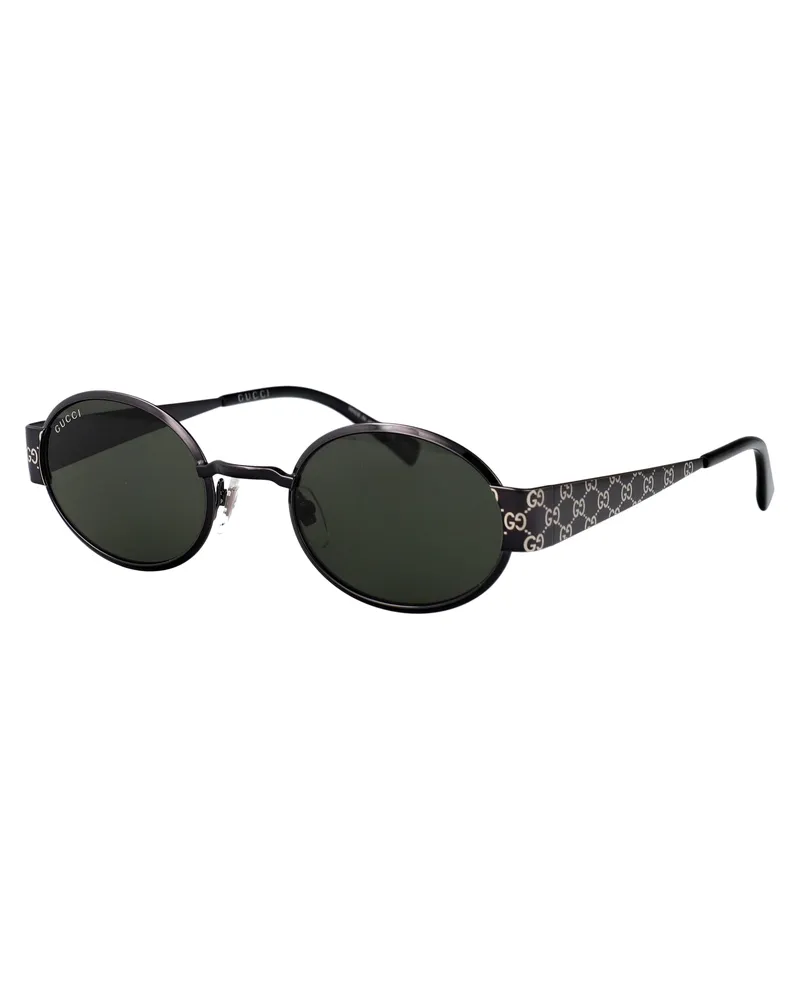 Gucci GG1854S Oval Metal Frame Sunglasses — Gray Gray