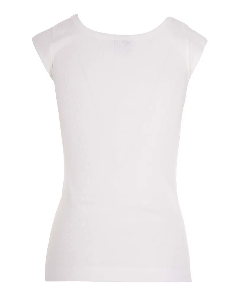 Pinko Women's Ribbed Top Love Birds White White-Snow Cotton Tops White/snow White