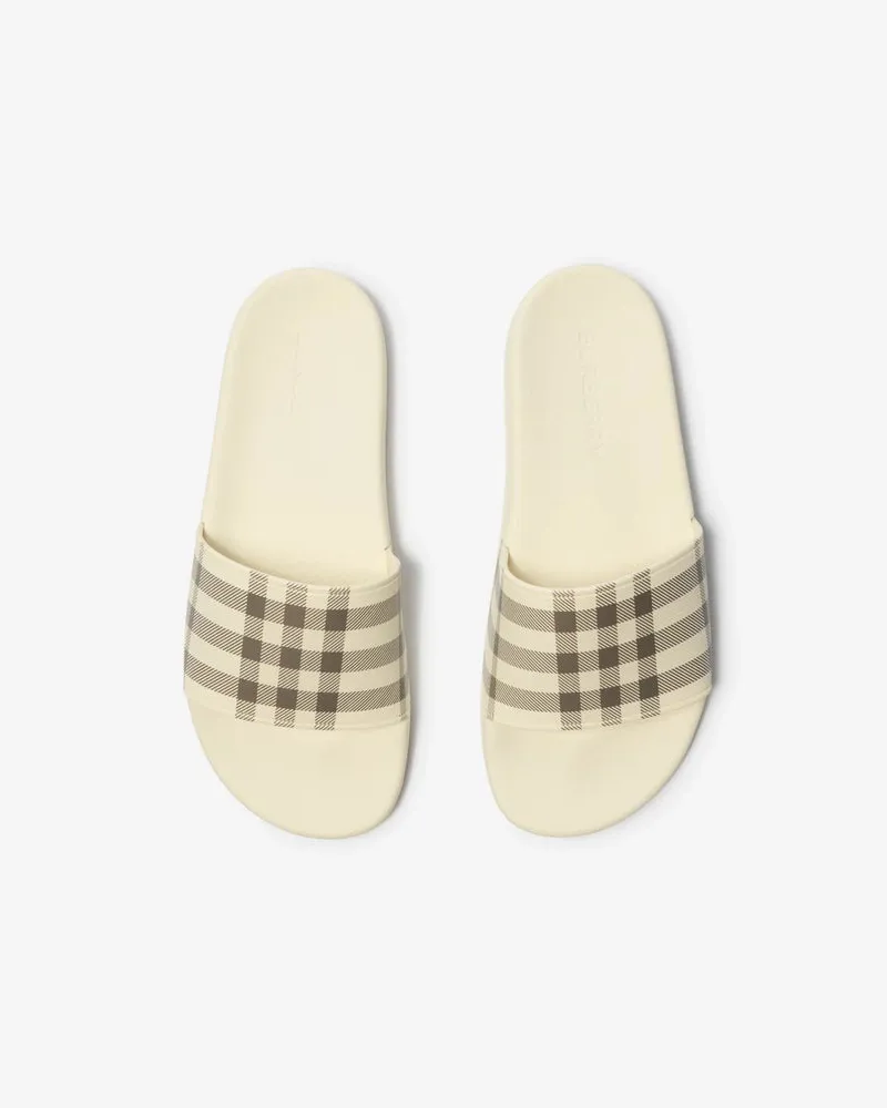 Burberry Check-Pattern Slide — Beige Beige
