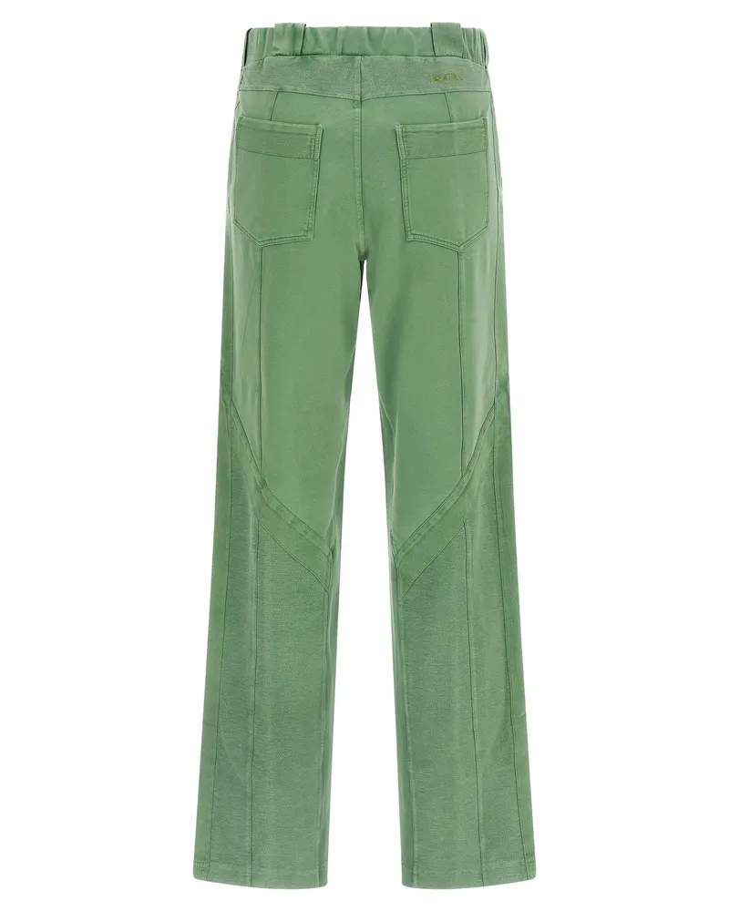 ATTICO Women's Bicolor Cotton Casual Pants Green