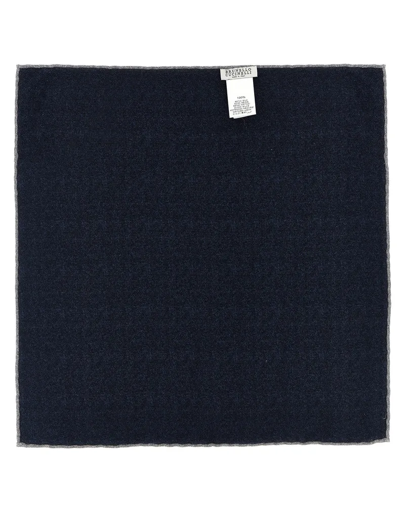 Brunello Cucinelli Men's Blue Silk Pocket Square Accessory Navy