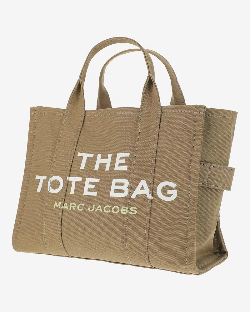 Marc Jacobs Women's Medium Tote Bag With Logo Print Beige Cotton Handbags Hand Beige