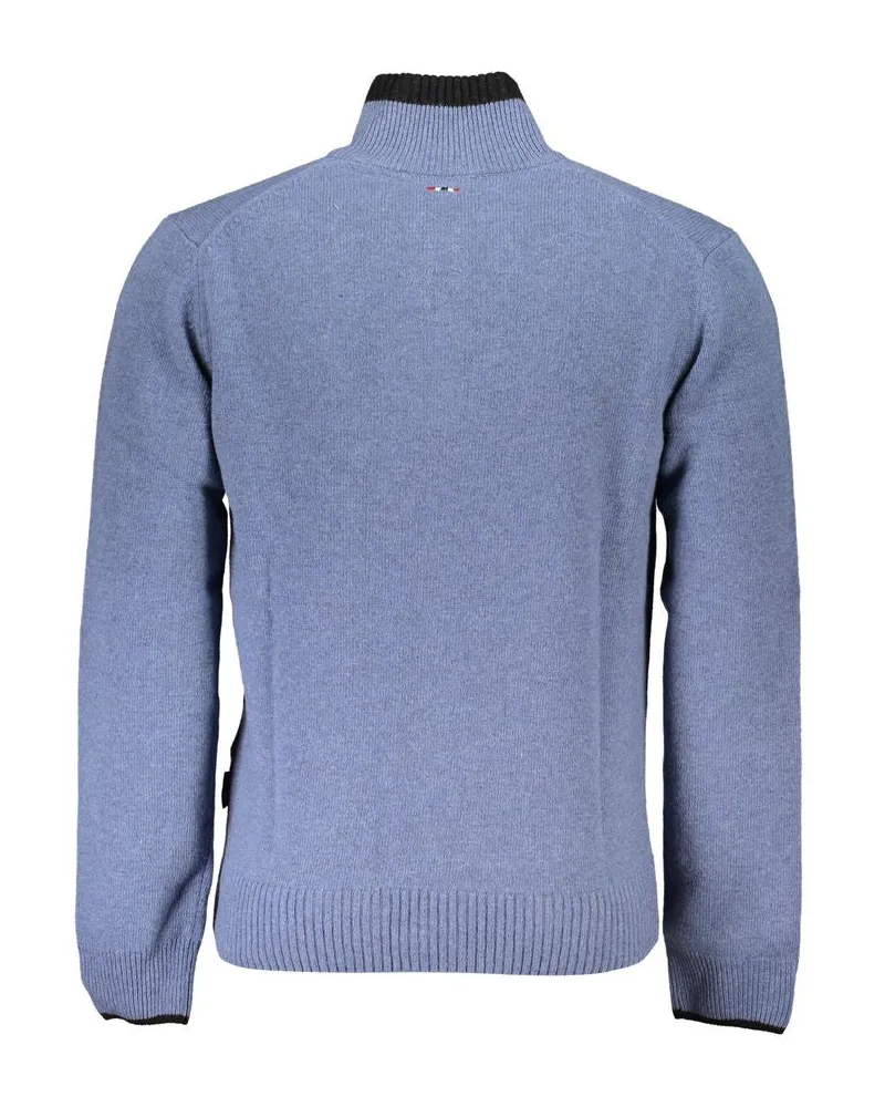 Napapijri Half-Zip Cotton-Blend Sweater — Blue Blue