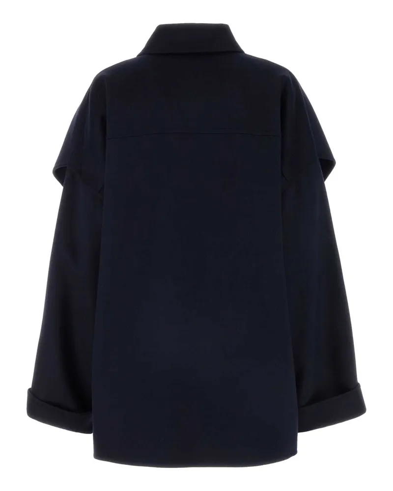 Bottega Veneta Women's Midnight Blue Wool Blend Coat Navy Exterior: Cashmere Cappotti Navy