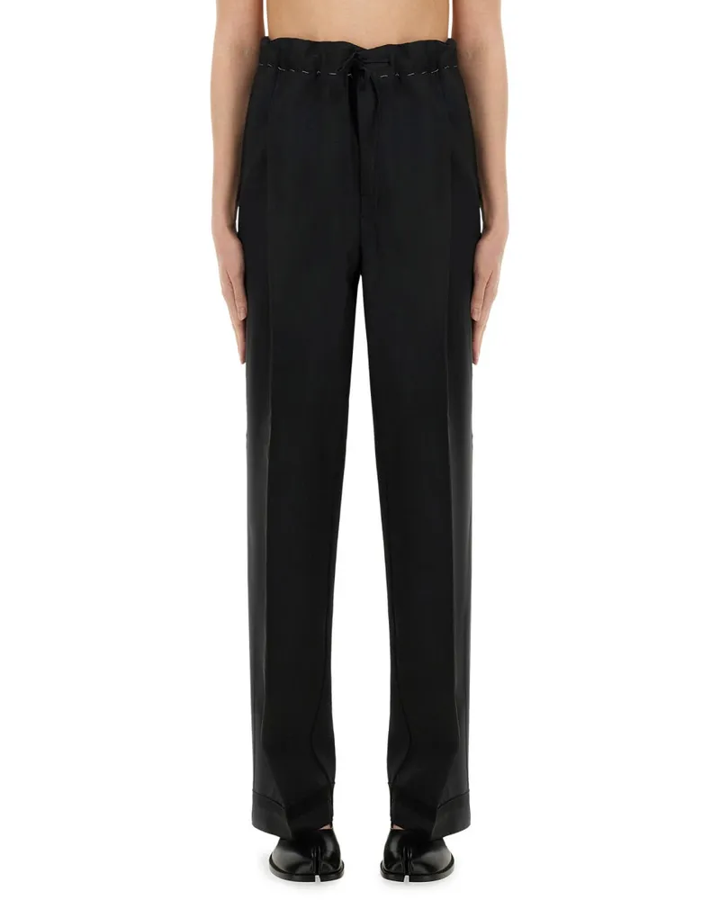 Maison Margiela Wool and Mohair Wide-Leg Trousers — Black Black