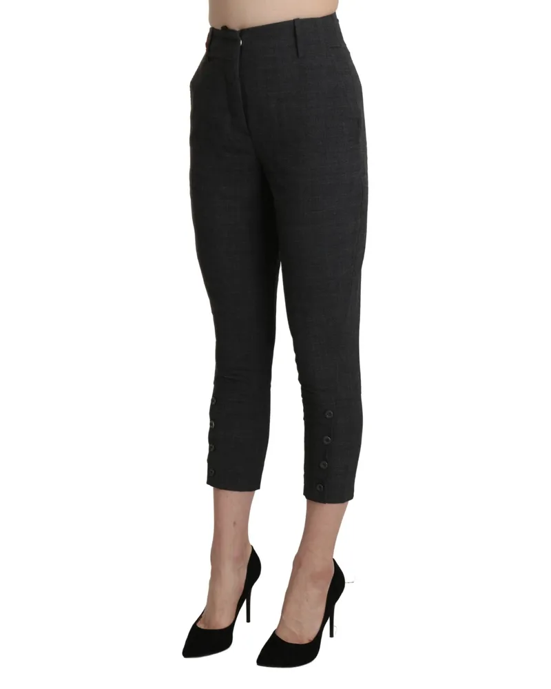 Ermanno Scervino High-Waist Cotton Capri Pants — Black Black