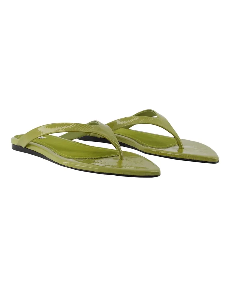 AMI Paris Women's Pointed Toe Leather Sandals Green Calfskin Green