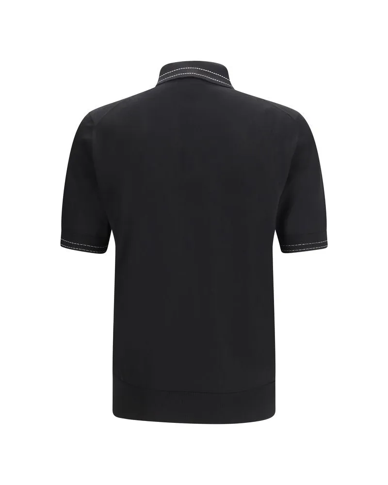 Dolce & Gabbana Men Black Silk Polo Shirt Black