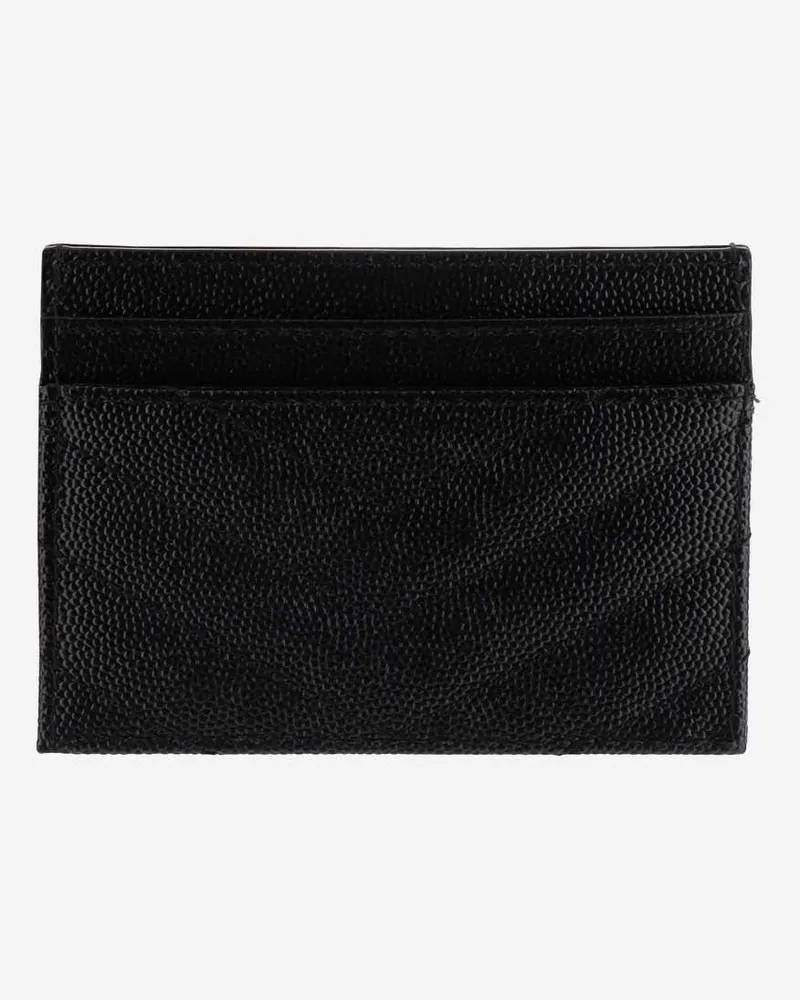 Saint Laurent Women's Card Holder Cassandre Matelassé Leather Black Wallets & Purses Black