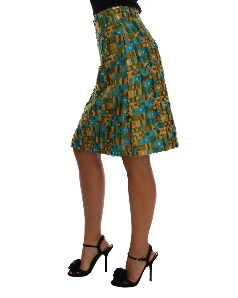 Dolce & Gabbana Women's Multicolor Jacquard Straight Pencil Skirt Polyester Green