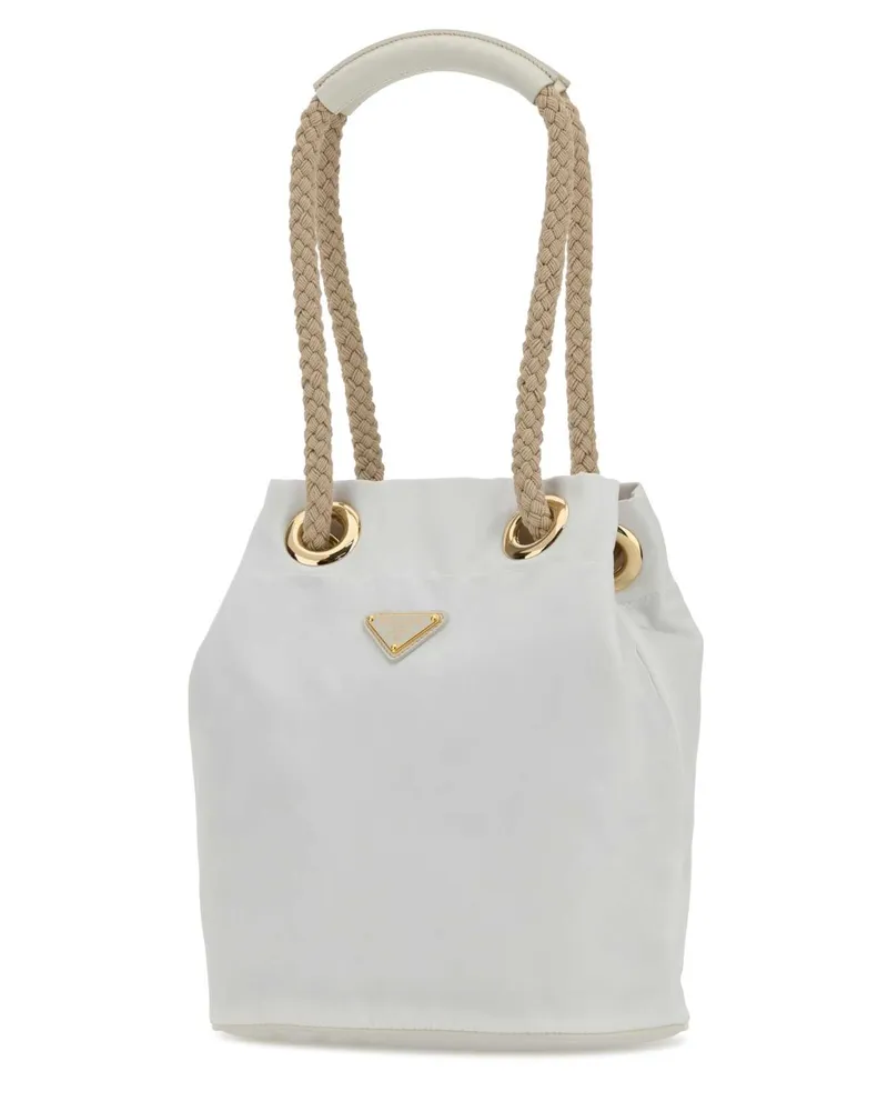 Prada Women's White Re-Nylon  Mariner Bucket Bag Bianco Borse A Secchiello White