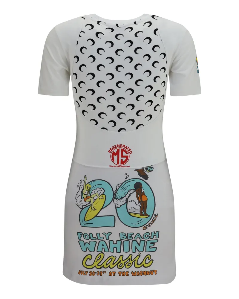 Marine Serre Women's Fitted Recycled Jersey Dress White Cotton White