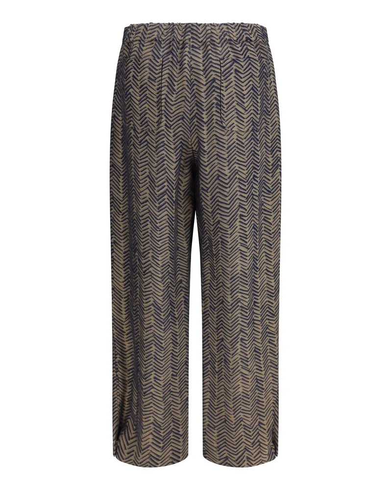 Giorgio Armani Women's Chevron Jacquard Viscose Pants Medieval Blue Trousers Blue