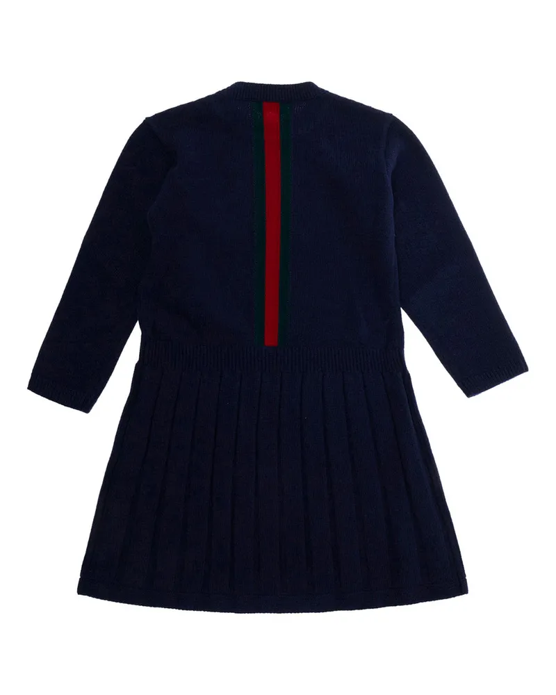 Gucci Wool Knit with Web Stripe Dress — Blue Blue