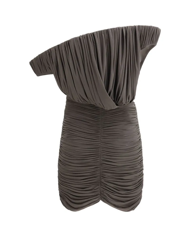 Magda Butrym Asymmetrical Petal Mini Dress — Brown Brown