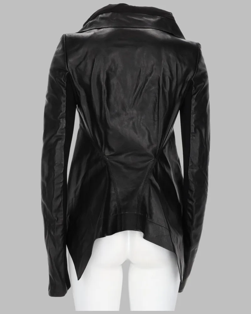 Rick Owens Lamb Leather Biker Jacket — Black Black