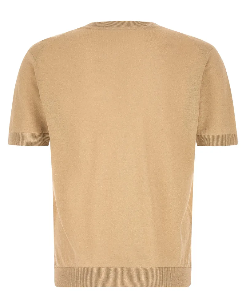 Zanone Linen-Cotton Blend Sweater — Beige Beige