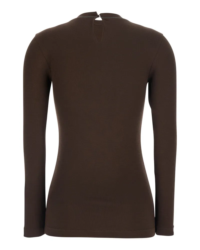 Brunello Cucinelli Crew Neck Cotton T-Shirt — Brown 