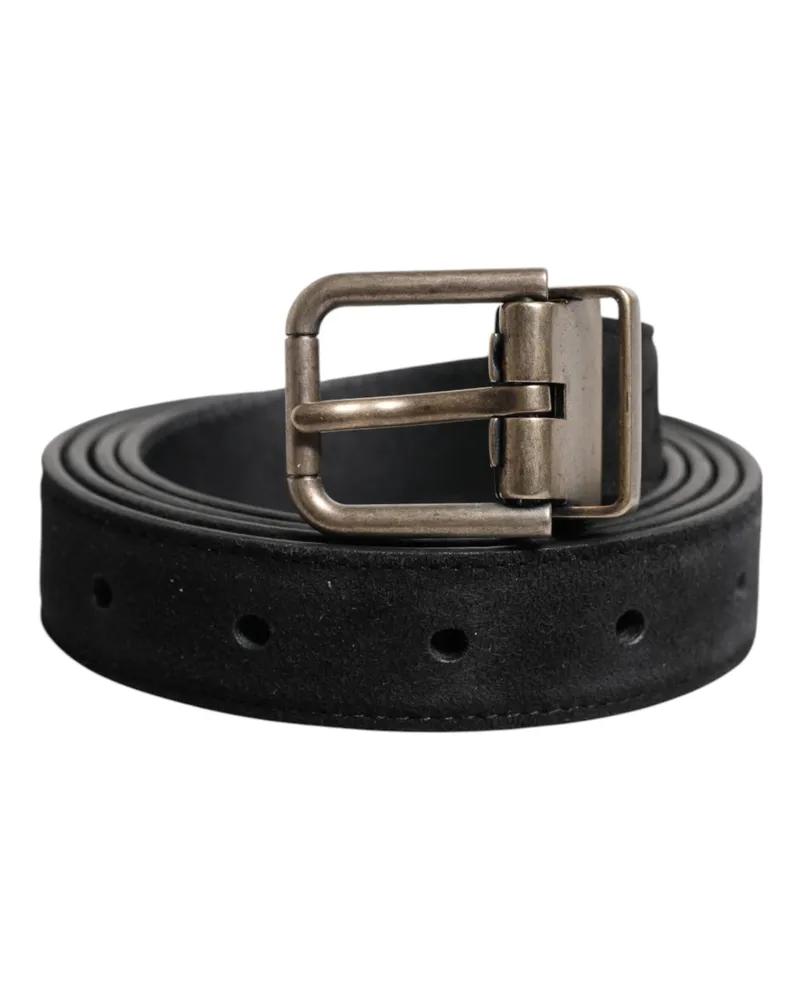 Dolce & Gabbana Men's Black Calf Leather Classic Metal Buckle Belt Black