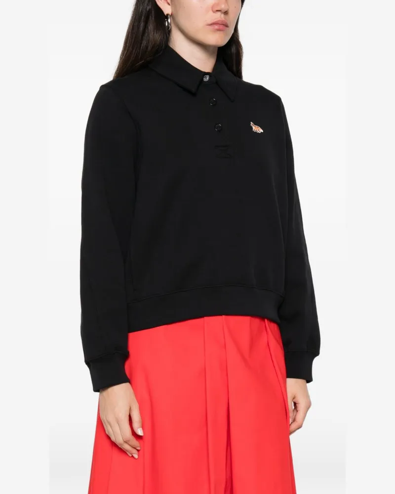 Kitsuné Cotton Baby Fox Embroidered Polo — Black Black