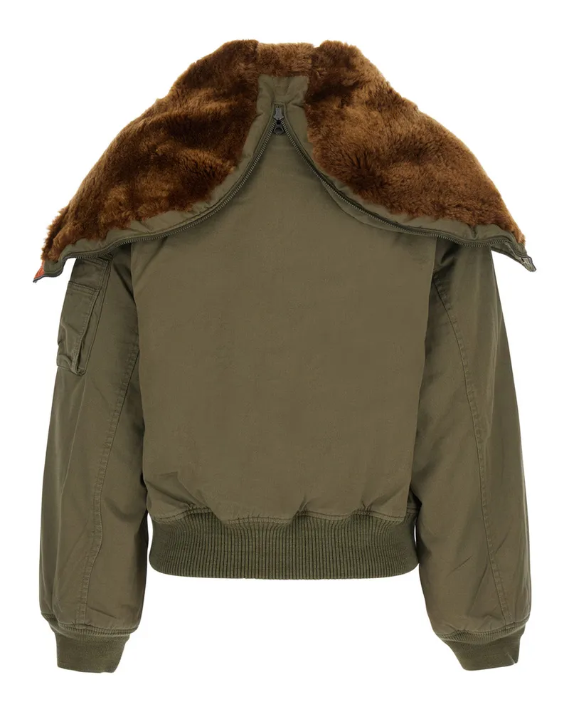 Ralph Lauren Fur-Trimmed Hooded Cotton Jacket — Green Green