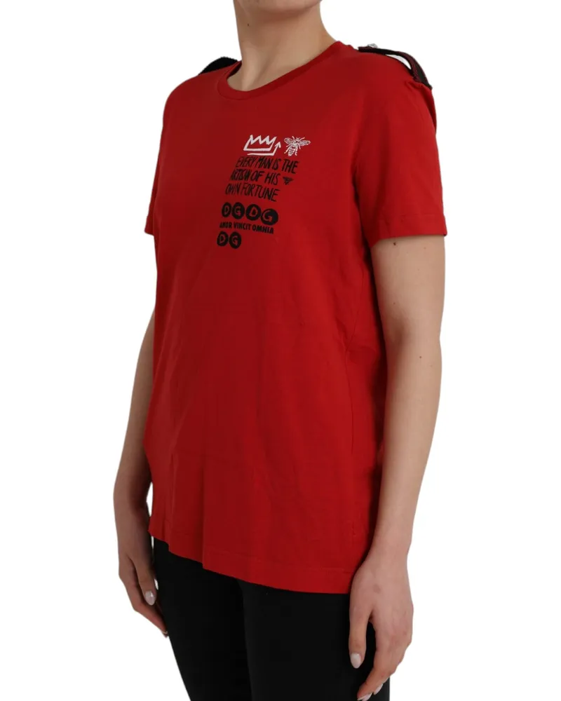 Dolce & Gabbana Logo-Print Cotton T-Shirt — Red Red