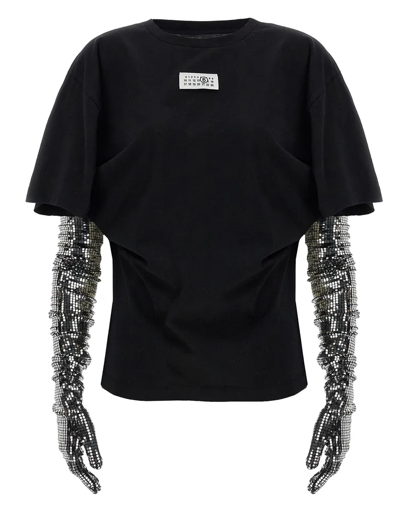 Maison Margiela Sequin Glove Detail T-Shirt — Black Black