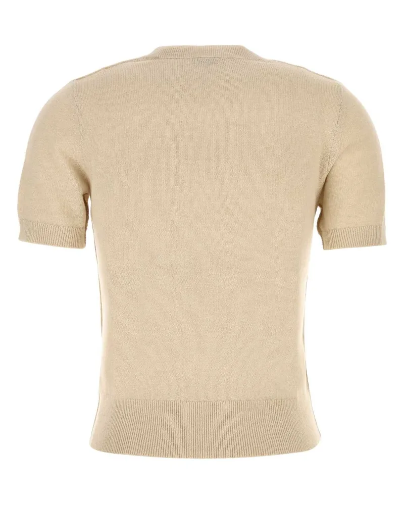 Burberry Women's Sand Wool Blend Sweater Easelbeige Exterior: Cotton Nylon Maglieria Beige
