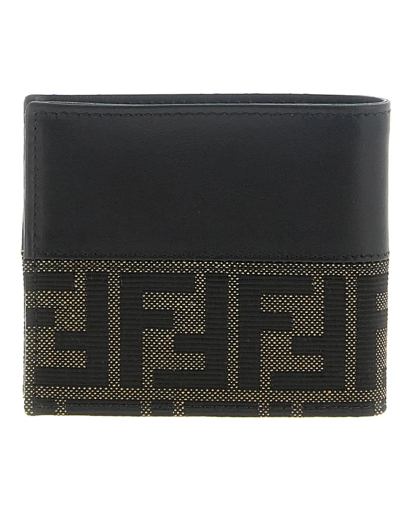 Fendi Two-Tone FF Jacquard Wallet — Black Black