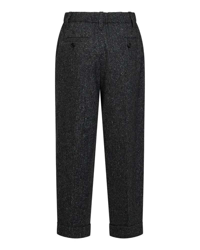Brunello Cucinelli Women's Trousers Donegal Wool Black Virgin Black