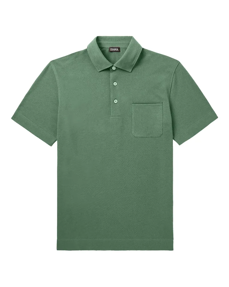 Ermenegildo Zegna Cotton Piqué Polo Shirt — Green Green