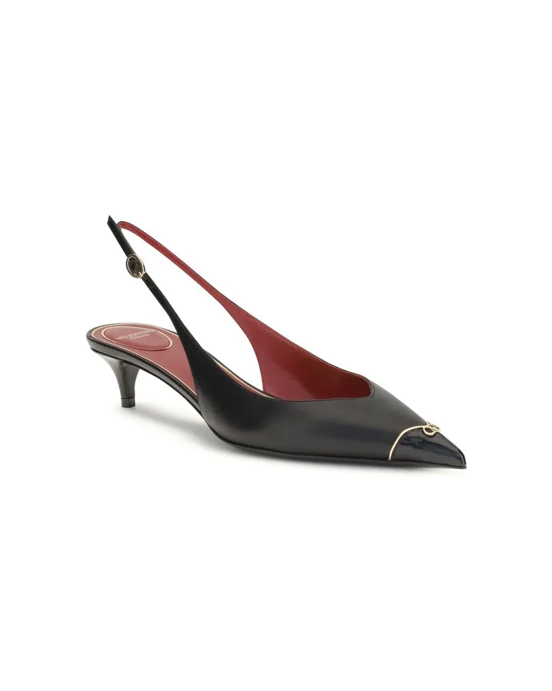 Valentino Garavani Women's Black Calf Leather Bos Taurus High Heel Pumps Black
