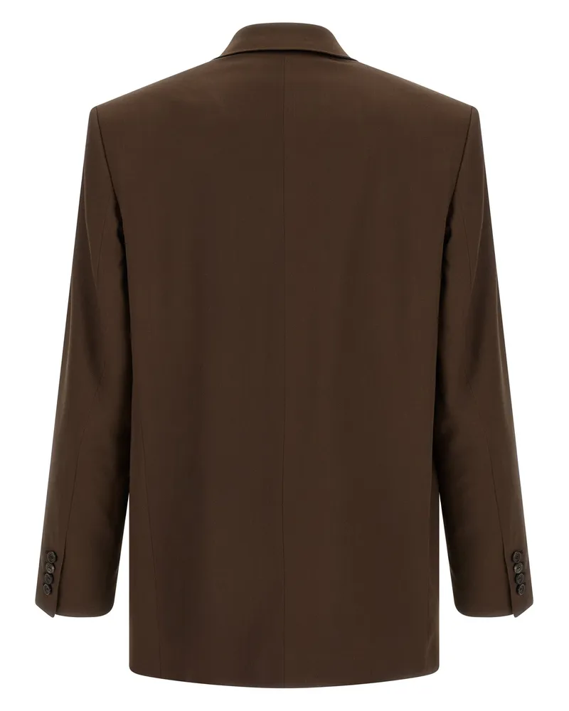 Saint Laurent Men's Brown Silk Blazer Clothing Brown